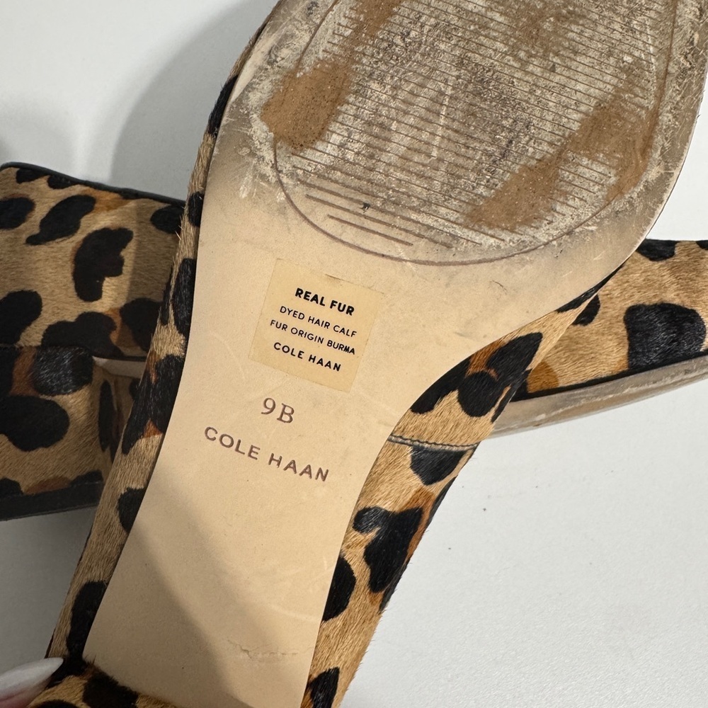 Cole Haan Leopard Print Lesli Calf Hair Heels - Picture 5 of 6